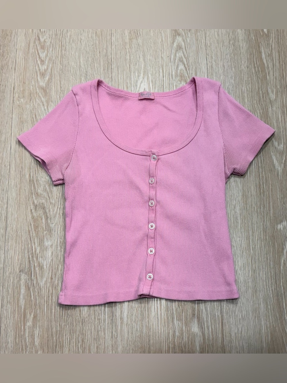 Brandy Melville Zelly Ribbed Button-Front Scoop Neck Top